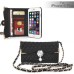 Rhinestone Magnetic Snap PU Leather Folio Case With Card Slots And Straps For iPhone 6 Plus - Black