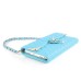 Rhinestone Magnetic Snap PU Leather Folio Case With Card Slots And Straps For iPhone 6 Plus - Light Blue