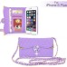 Rhinestone Magnetic Snap PU Leather Folio Case With Card Slots And Straps For iPhone 6 Plus - Light Purple