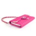 Rhinestone Magnetic Snap PU Leather Folio Case With Card Slots And Straps For iPhone 6 Plus - Magenta