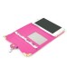 Rhinestone Magnetic Snap PU Leather Folio Case With Card Slots And Straps For iPhone 6 Plus - Magenta