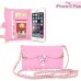 Rhinestone Magnetic Snap PU Leather Folio Case With Card Slots And Straps For iPhone 6 Plus - Pink