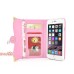 Rhinestone Magnetic Snap PU Leather Folio Case With Card Slots And Straps For iPhone 6 Plus - Pink