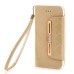 Rhinestone Magnetic Snap PU Leather Folio Case With Card Slots And Straps for iPhone 7 - Gold