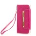 Rhinestone Magnetic Snap PU Leather Folio Case With Card Slots And Straps for iPhone 7 - Magenta