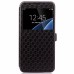 Rhombus Design Window View Flip Stand Leather Wallet Case for Samsung Galaxy S7 Edge - Black