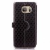 Rhombus Design Window View Flip Stand Leather Wallet Case for Samsung Galaxy S7 Edge - Black