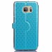 Rhombus Design Window View Flip Stand Leather Wallet Case for Samsung Galaxy S7 Edge - Blue