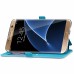 Rhombus Design Window View Flip Stand Leather Wallet Case for Samsung Galaxy S7 Edge - Blue