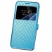 Rhombus Design Window View Flip Stand Leather Wallet Case for Samsung Galaxy S7 Edge - Blue