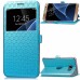 Rhombus Design Window View Flip Stand Leather Wallet Case for Samsung Galaxy S7 Edge - Blue