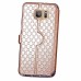 Rhombus Design Window View Flip Stand Leather Wallet Case for Samsung Galaxy S7 Edge - Gold