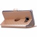 Rhombus Design Window View Flip Stand Leather Wallet Case for Samsung Galaxy S7 G930 - Gold