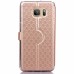 Rhombus Design Window View Flip Stand Leather Wallet Case for Samsung Galaxy S7 G930 - Gold