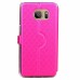 Rhombus Design Window View Flip Stand Leather Wallet Case for Samsung Galaxy S7 G930 - Magenta