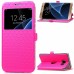 Rhombus Design Window View Flip Stand Leather Wallet Case for Samsung Galaxy S7 G930 - Magenta