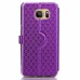 Rhombus Design Window View Flip Stand Leather Wallet Case for Samsung Galaxy S7 G930 - Purple