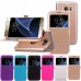 Rhombus Design Window View Flip Stand Leather Wallet Case for Samsung Galaxy S7 G930 - Purple