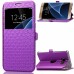 Rhombus Design Window View Flip Stand Leather Wallet Case for Samsung Galaxy S7 G930 - Purple