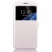 Rhombus Design Window View Flip Stand Leather Wallet Case for Samsung Galaxy S7 G930 - White