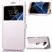 Rhombus Design Window View Flip Stand Leather Wallet Case for Samsung Galaxy S7 G930 - White