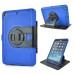 Rotatable Flip Stand Plastic Hard Case Cover For iPad Mini 1/2/3 - Blue