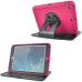 Rotatable Flip Stand Plastic Hard Case Cover for iPad Mini 1/2/3 - Magenta