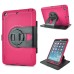 Rotatable Flip Stand Plastic Hard Case Cover for iPad Mini 1/2/3 - Magenta