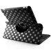 Round Dot Pattern 360 Degree Rotatable Flip Stand Leather Case Cover for iPad 2/3/4 - Black