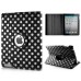 Round Dot Pattern 360 Degree Rotatable Flip Stand Leather Case Cover for iPad 2/3/4 - Black