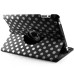 Round Dot Pattern 360 Degree Rotatable Flip Stand Leather Case Cover for iPad 2/3/4 - Black