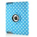 Round Dot Pattern 360 Degree Rotatable Flip Stand Leather Case Cover for iPad 2/3/4 - Blue