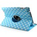 Round Dot Pattern 360 Degree Rotatable Flip Stand Leather Case Cover for iPad 2/3/4 - Blue