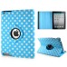 Round Dot Pattern 360 Degree Rotatable Flip Stand Leather Case Cover for iPad 2/3/4 - Blue