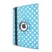 Round Dot Pattern 360 Degree Swivel Rotation Folio Leather Flip Stand Case Cover With Sleep Wake Function For iPad Air 2 (iPad 6)- Blue