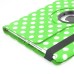 Round Dot Pattern 360 Degree Swivel Rotation Folio Leather Flip Stand Case Cover With Sleep Wake Function For iPad Air 2 (iPad 6)- Green