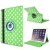 Round Dot Pattern 360 Degree Swivel Rotation Folio Leather Flip Stand Case Cover With Sleep Wake Function For iPad Air 2 (iPad 6)- Green