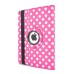 Round Dot Pattern 360 Degree Swivel Rotation Folio Leather Flip Stand Case Cover With Sleep Wake Function For iPad Air 2 (iPad 6)- Magenta