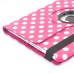 Round Dot Pattern 360 Degree Swivel Rotation Folio Leather Flip Stand Case Cover With Sleep Wake Function For iPad Air 2 (iPad 6)- Magenta