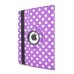 Round Dot Pattern 360 Degree Swivel Rotation Folio Leather Flip Stand Case Cover With Sleep Wake Function For iPad Air 2 (iPad 6)- Purple