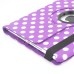 Round Dot Pattern 360 Degree Swivel Rotation Folio Leather Flip Stand Case Cover With Sleep Wake Function For iPad Air 2 (iPad 6)- Purple