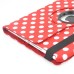 Round Dot Pattern 360 Degree Swivel Rotation Folio Leather Flip Stand Case Cover With Sleep Wake Function For iPad Air 2 (iPad 6)- Red