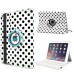 Round Dot Pattern 360 Degree Swivel Rotation Folio Leather Flip Stand Case Cover With Sleep Wake Function For iPad Air 2 (iPad 6)- White