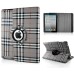 Scotland Grid Pattern 360 Degree Rotatable Flip Stand Leather Case Cover for iPad 2/3/4 - Grey