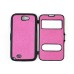 Screen View Cross Grain TPU Jelly Folio Flip Case With Front Cover For Samsung Galaxy Note 2 N7100