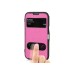 Screen View Cross Grain TPU Jelly Folio Flip Case With Front Cover For Samsung Galaxy Note 2 N7100