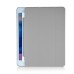 Separate Piece Tri-Fold PU Leather Flip Smart Cover PC Clear Back Stand Smart Case  For iPad Mini 4 - Grey