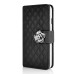 Sheepskin Camellia Rhinestone Magnetic Snap PU Leather Folio Stand Case With Card Slots For iPhone 6 4.7 inch - Black