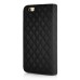 Sheepskin Camellia Rhinestone Magnetic Snap PU Leather Folio Stand Case With Card Slots For iPhone 6 4.7 inch - Black