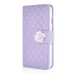 Sheepskin Camellia Rhinestone Magnetic Snap PU Leather Folio Stand Case With Card Slots For iPhone 6 4.7 inch - Light Purple